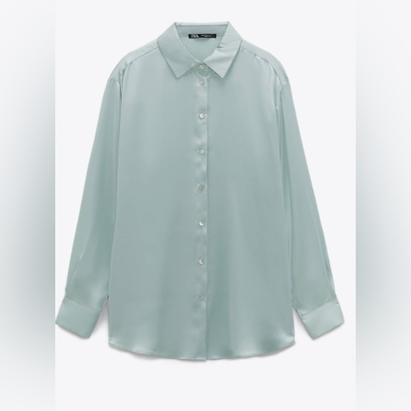 Zara Satin Long Sleeve Top (Medium) - Picture 1 of 6